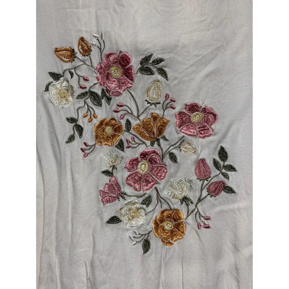 Ashley by 26 International Cream Floral Embroidered Utility Vest‎ XL Downtown